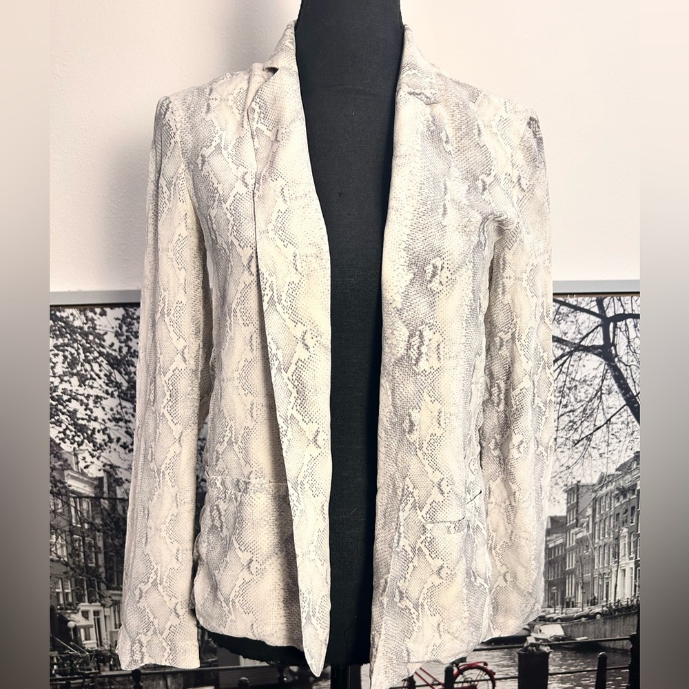 Nwot Babaton Grayson Light Grey Silk Python Blazer - image 1